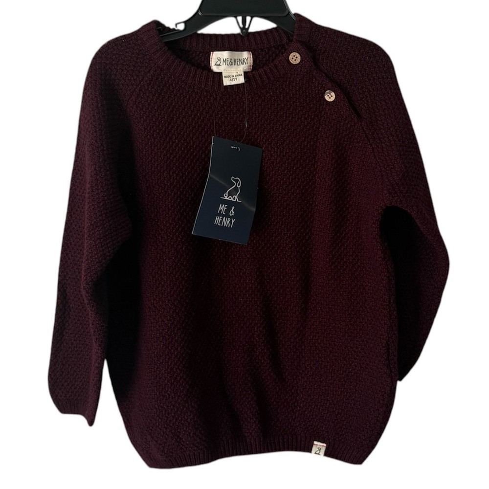 Me & Henry Roan Burgundy Maroon Knit Sweater Child’s Boys Size 4/5 NWT